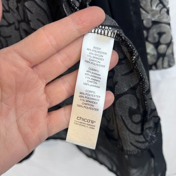 Chicos Easywear Silver Velvet Open Front Cardigan Dressy Cocktail Size 2-12/14 - Picture 9 of 11